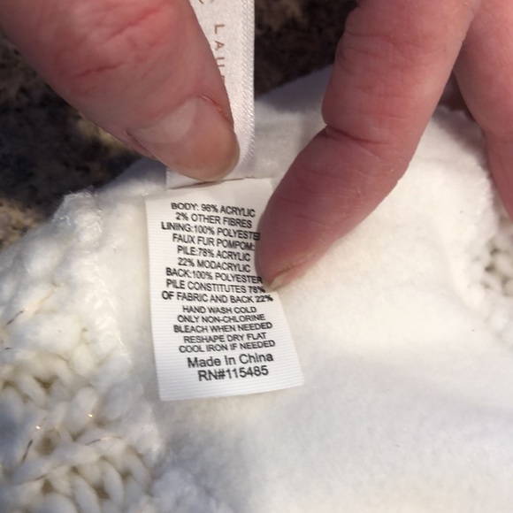 LC Lauren Conrad Cream and Shiny Threads Pom Pom Hat - Picture 10 of 13